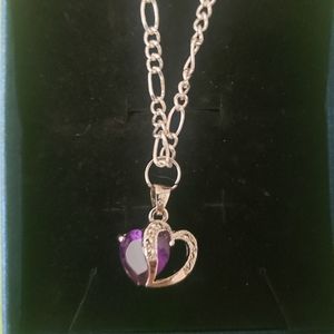 Amythist heart sterling silver necklace